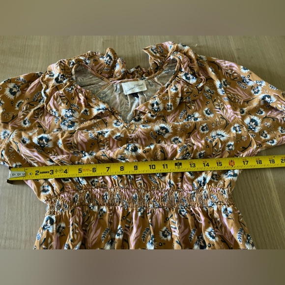 Universal Thread| Burnt Orange, Rust Floral Tiered Ruffle Midi Dress•••Prairie - Picture 10 of 12